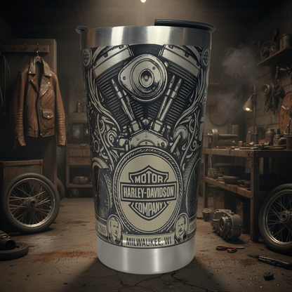 Copo Térmico Harley Davidson - Gravação a Laser 360° - 475ML | Doma Crioula Cutelaria Artesanal
