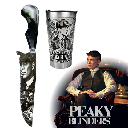 Kit Presente Peaky Blinders - Faca 8" Artesanal + Copo Térmico 475ml | Doma Crioula Cutelaria Artesanal