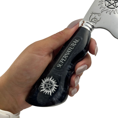 Kit Presente Supernatural - Faca 8" Artesanal + Copo Térmico 475ml | Doma Crioula Cutelaria Artesanal