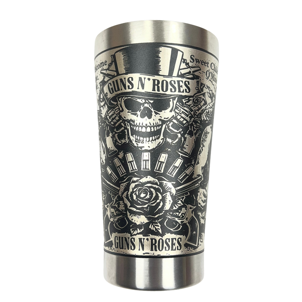 Kit Guns N' Roses - Faca 8" + Copo Térmico - Gravação a Laser 360° | Doma Crioula Cutelaria Artesanal