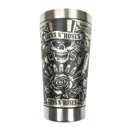 Kit Guns N' Roses - Faca 8" + Copo Térmico - Gravação a Laser 360° | Doma Crioula Cutelaria Artesanal